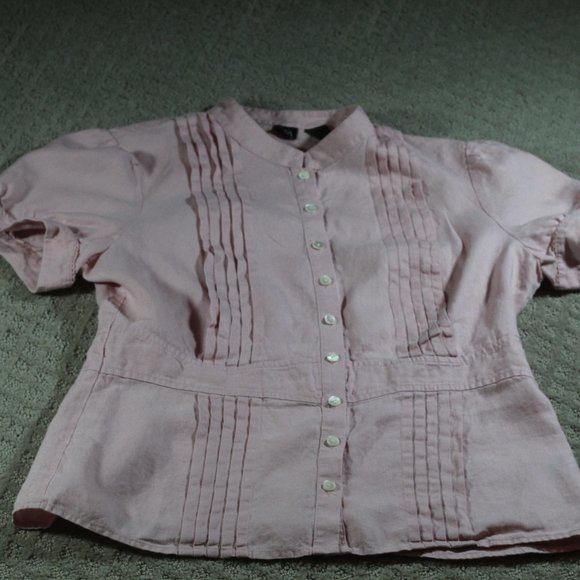 Saks Fifth Avenue Pink 100% Linen Top - Picture 1 of 6